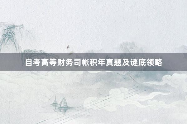 自考高等财务司帐积年真题及谜底领略